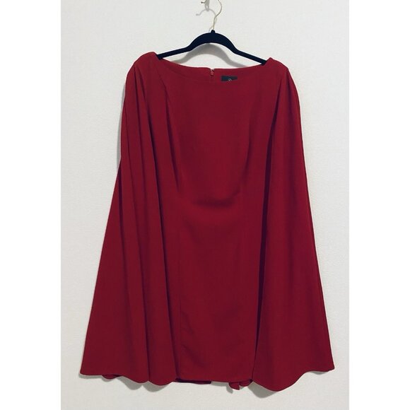 Elegant Red Cape Dress - Picture 2 of 6